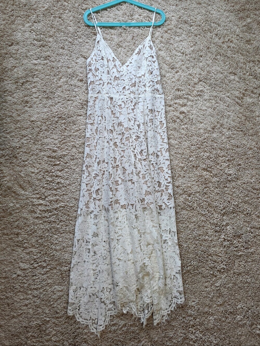 Lulu's Ivory Lace Midi Slip Dress